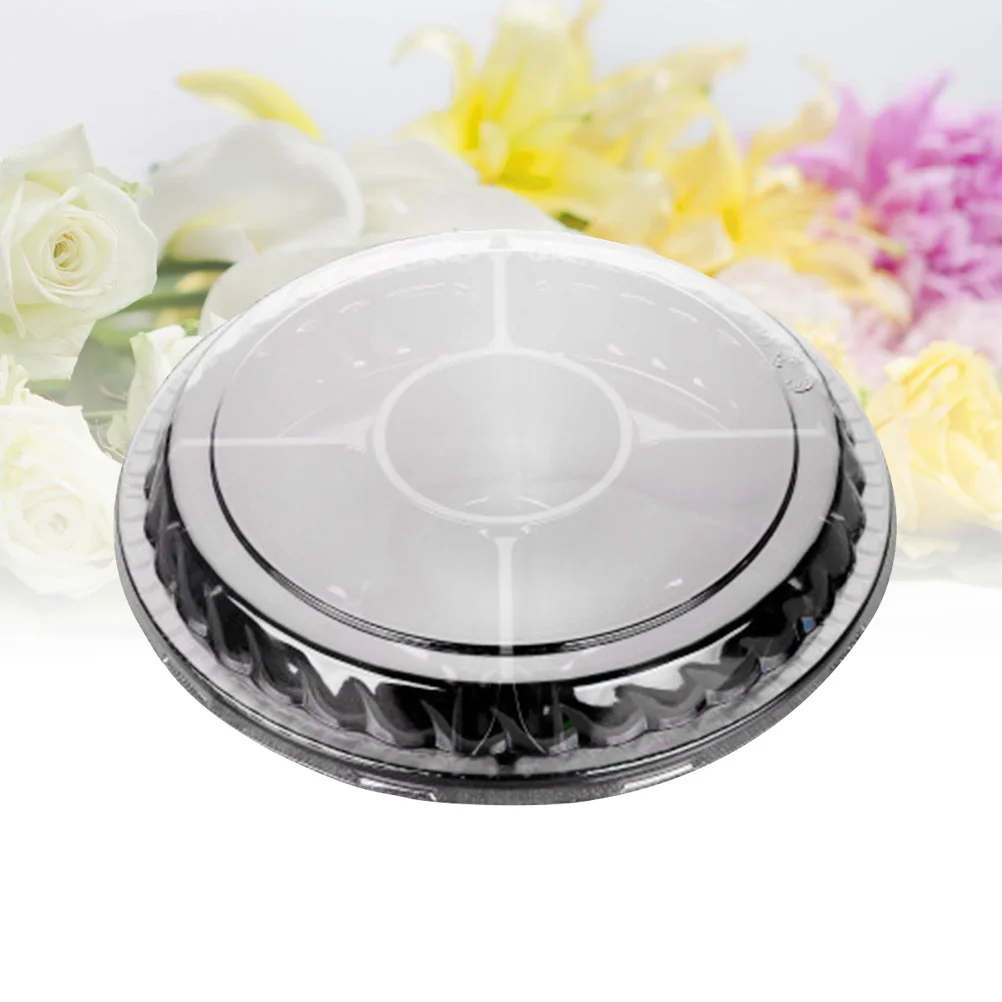 10 SZTUK Jednorazowe 5-komorowe pojemniki do przechowywania żywności Okrągłe plastikowe pudełko na sałatki z pokrywkami Jednorazowe pudełko na owoce