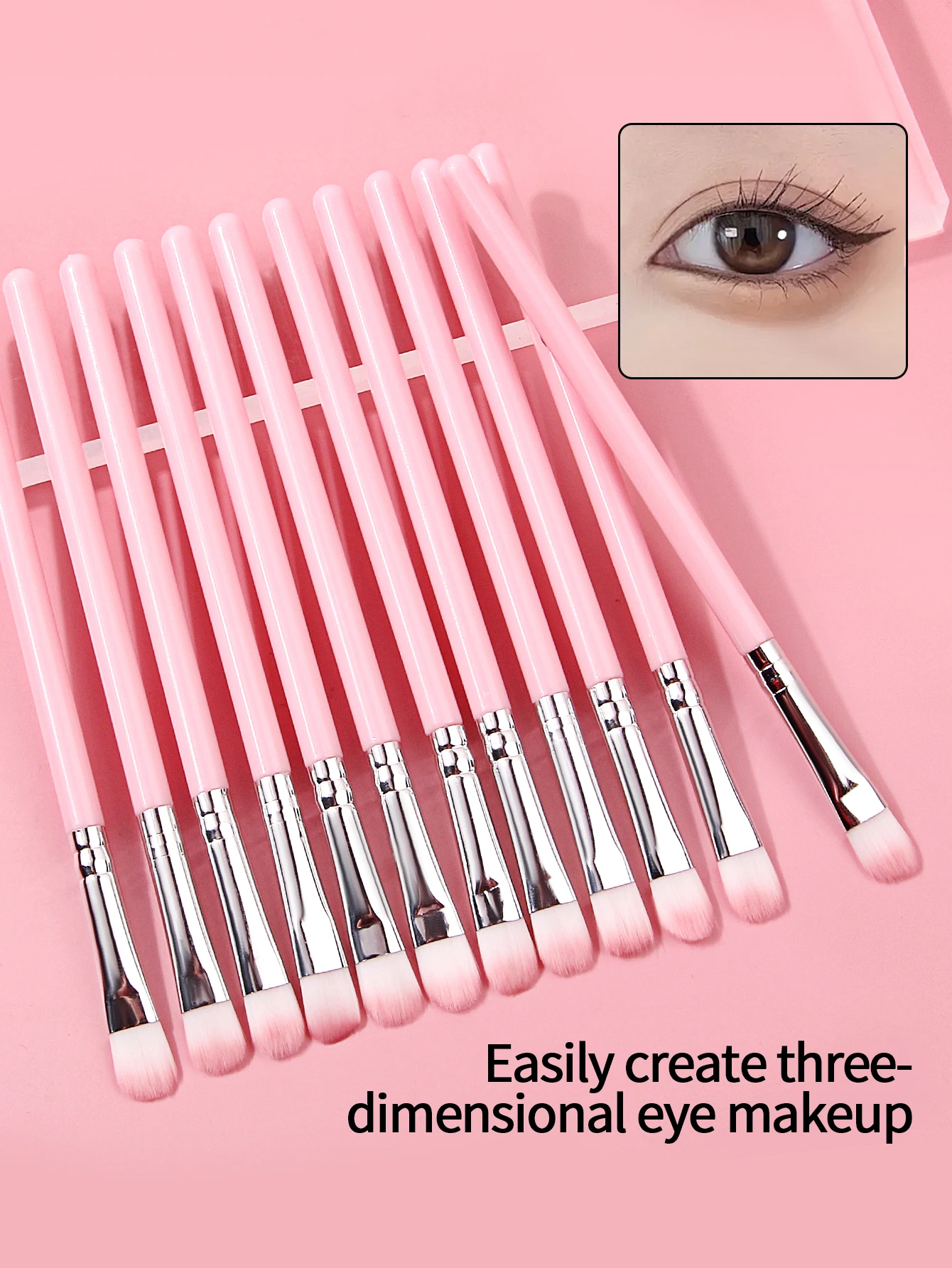 12 ชิ้นสีชมพูเงิน Ultra - บาง Lip Line คอนซีลเลอร์คิ้วแปรงรายละเอียดคอนซีลเลอร์เครื่องมือแต่งหน้า Lip Brow Contour แปรงสาย