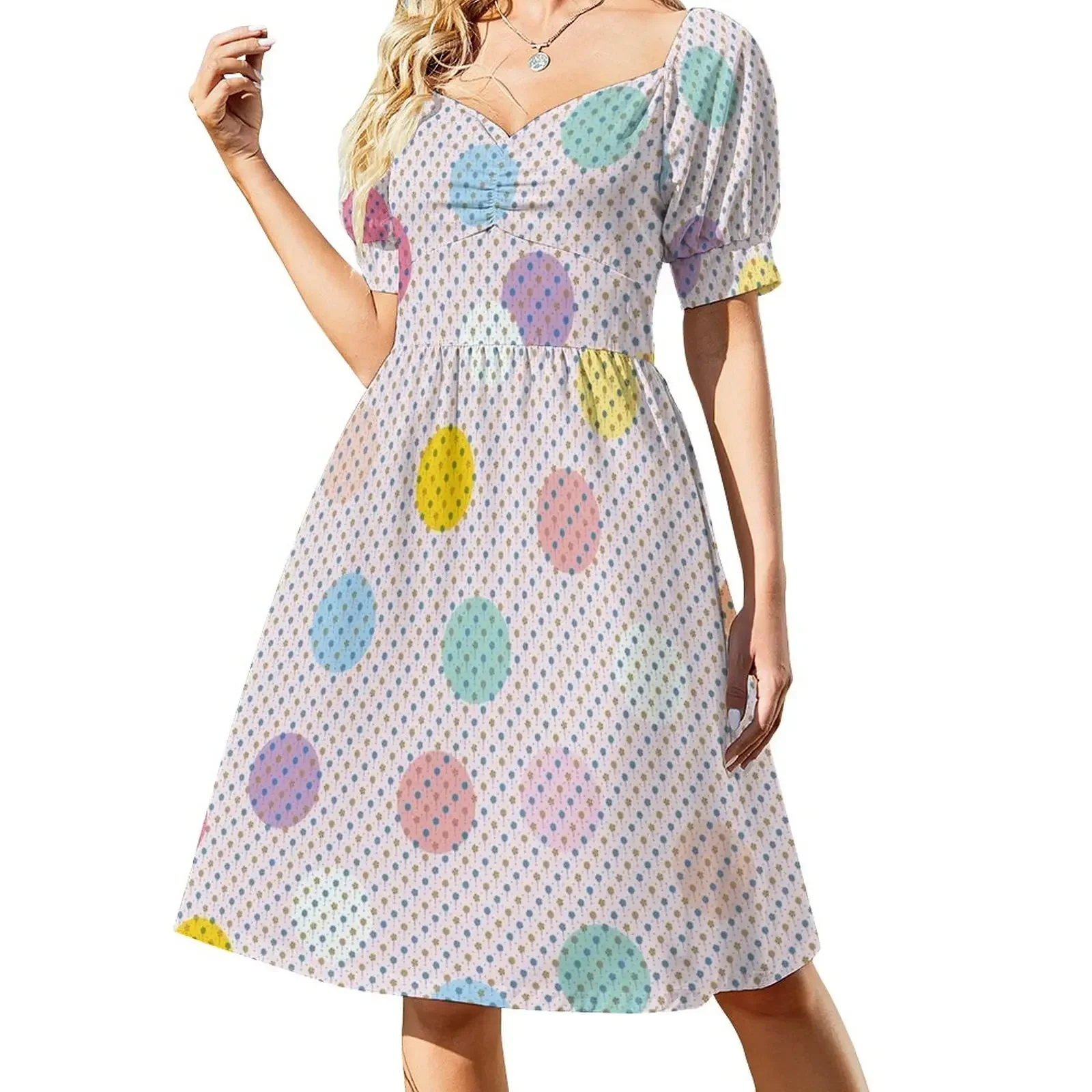 

colorful circles or colored spots Short-Sleeved Dress Long dress summer dress woman 2025 womens clothing prom 2025