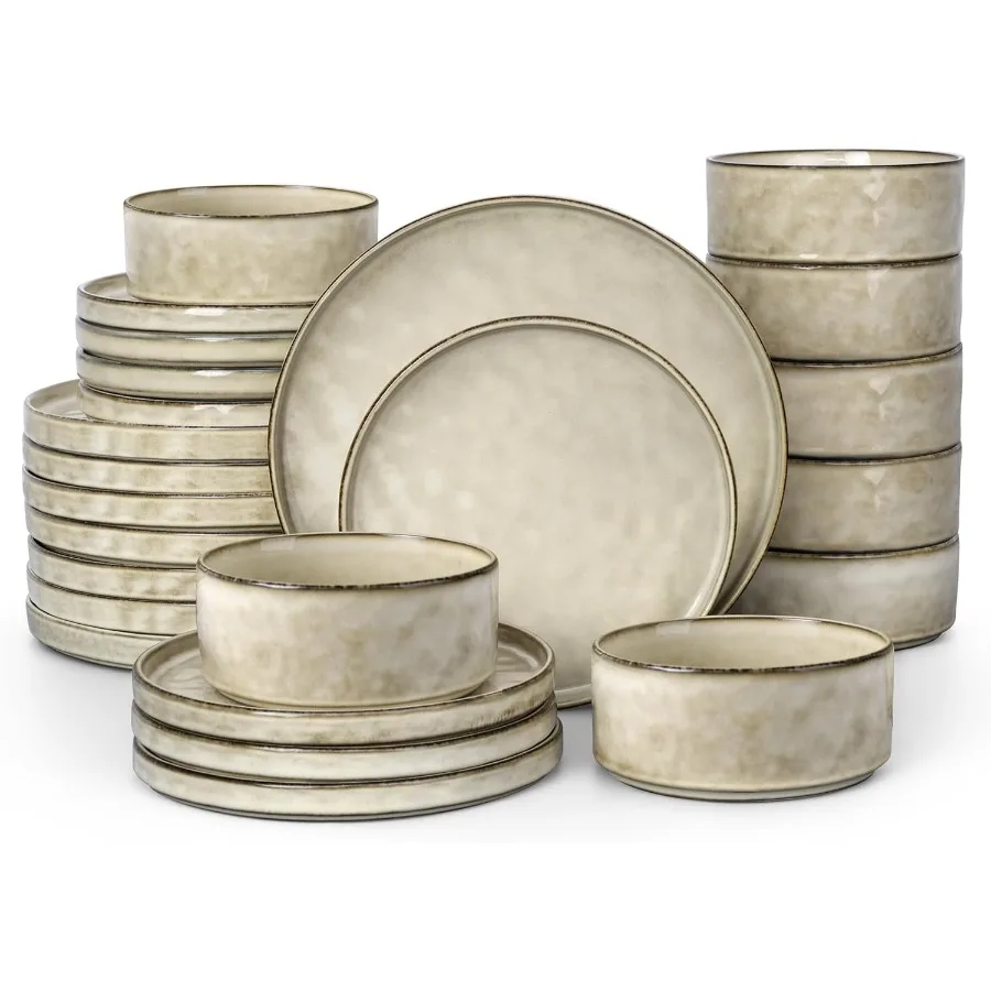 

Dinnerware Dish Set for 8 24 Piece Stoneware Plates and Bowls Ceramic Tableware Sets Includes Dinner Salad Plates Cereal Bowls