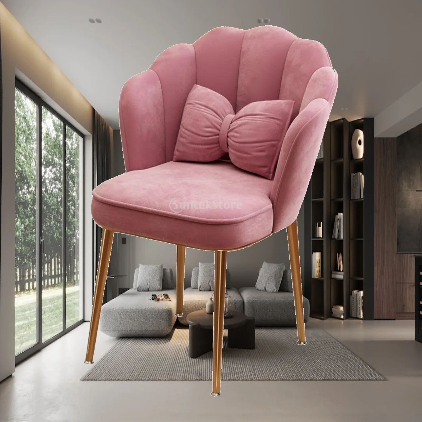 

Contemporary Makeup Chair with Curved Backrest for Wedding Chair Decoration Home Office Guest Room Versatile Seating