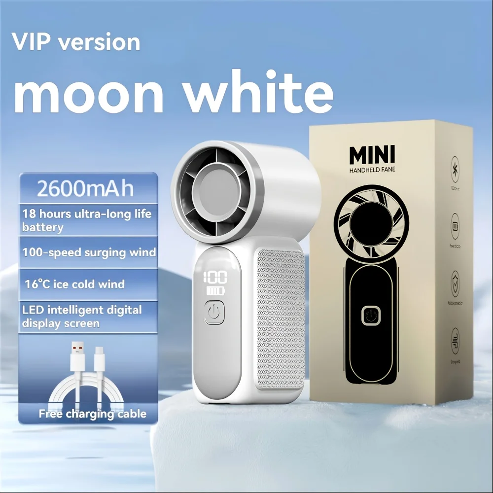 2026 New High-speed Mini Handheld Small Fan, 100 Speed Small Air Cannon USB Charging Endurance Turbo Portable Outdoor Fan image 5