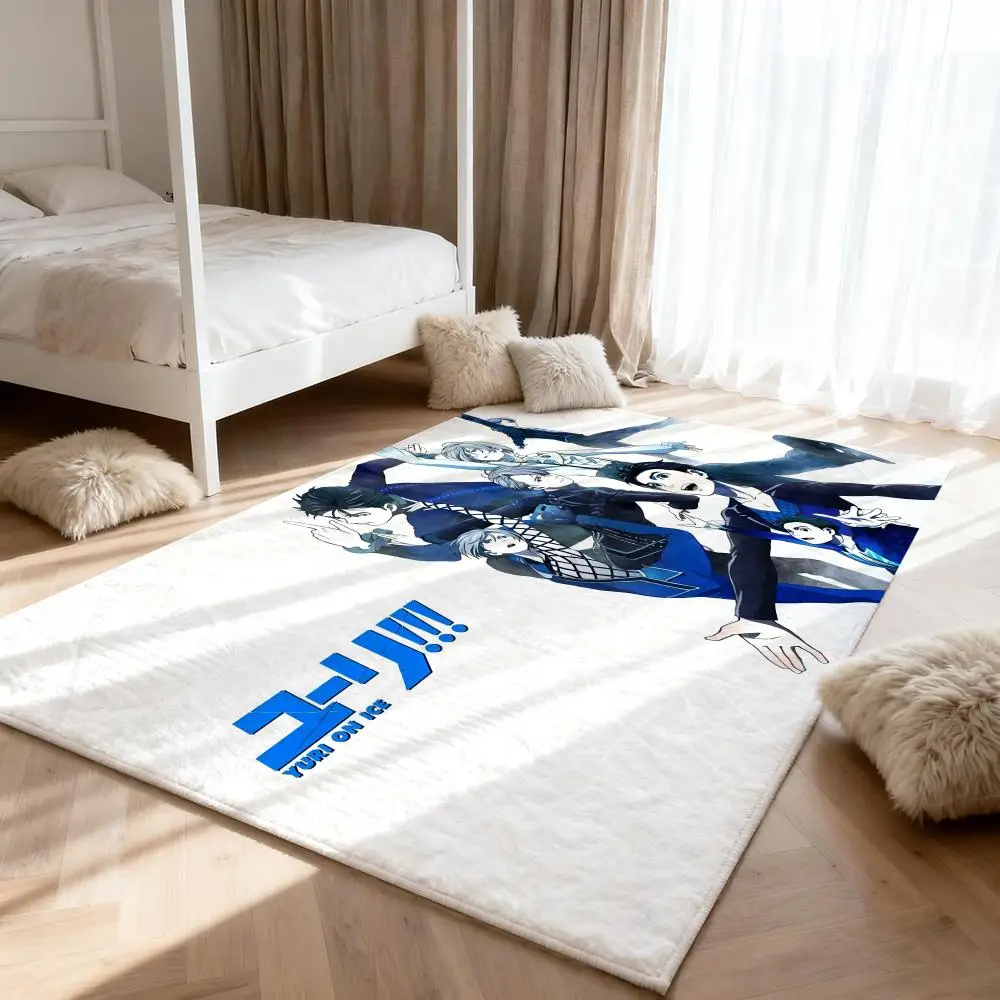 

Y-Yuri on IceS cartoon Floor Mat Soft Thickened Absorbent Non-Slip Bedroom Living Room Door Mat Home Decor Flannel Rugs