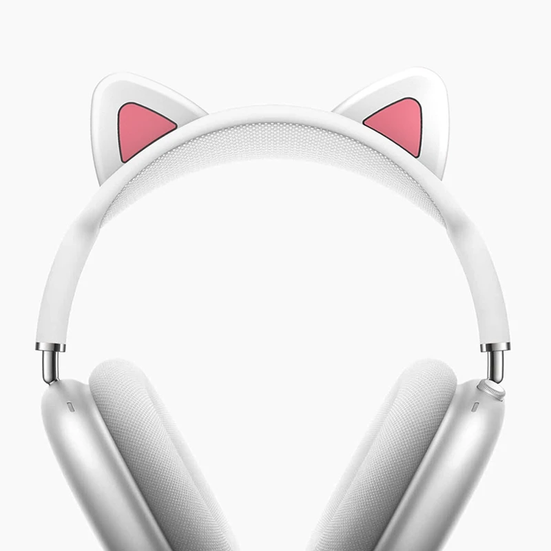 For Apple  Max Multifunctional Wireless Bluetooth Headset Crossbar Cat Ear Silicone Protective Cover, White Durable