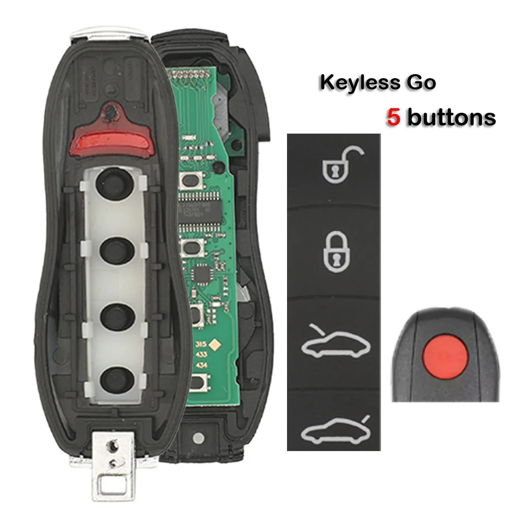 jingyuqin ID49 PCF7945P 315/433/434MHz Auto-Fernbedienungsschlüssel DIY-Teile für Porsche Macan Panamera Cayenne ohne Keyless/Keyless Go