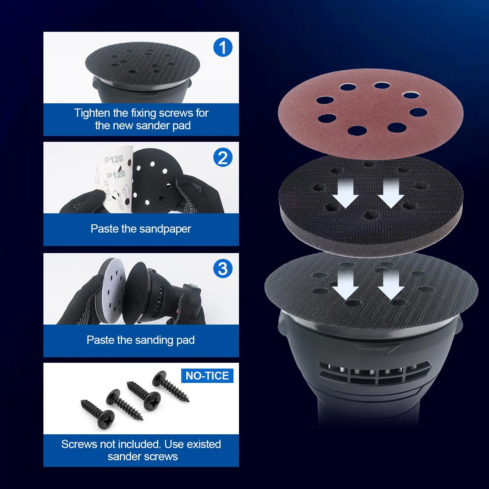 4 pezzi 5 pollici 8 fori tampone di ricambio per levigatrice orbitale a strappo 125 MM con Pad di interfaccia in schiuma per la molatura di metallo e legno