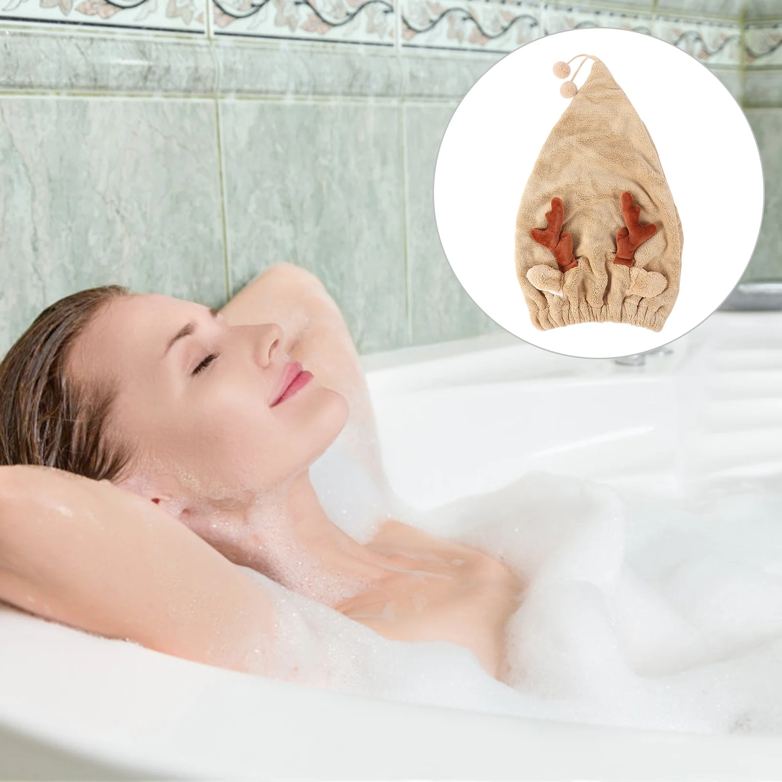 

Antler Dry Hair Hat Drying Cap Quick Bath Towels Curly Shower Caps Polyester Coral Fleece Wraps Ultra Absorbent Fast Drying