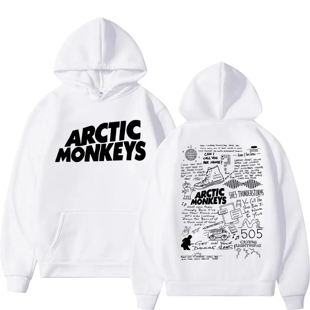 Arctic Monkeys Band Lyrics Doodle Design Print Hoodie Men Women High Street Fashion Trend Sweatshirts Rock Hip Hop Vintage Hoody