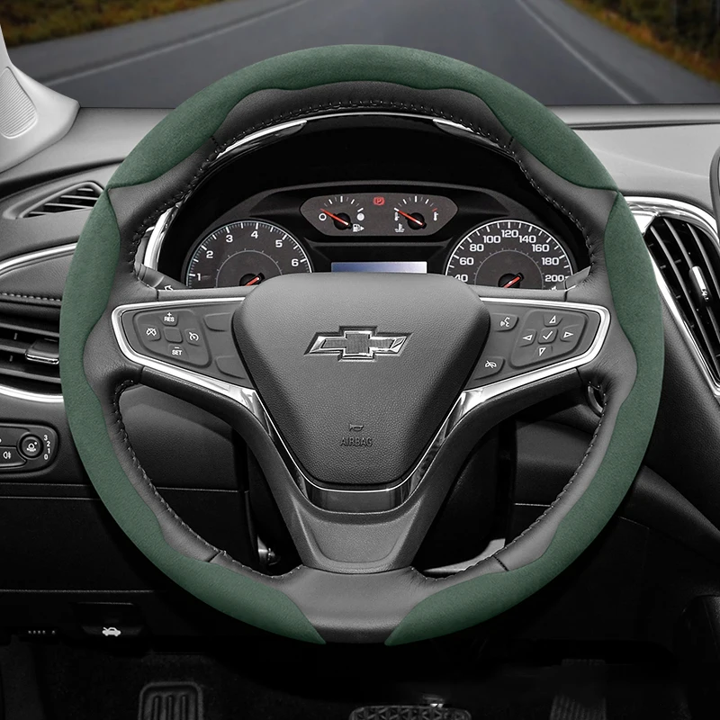 Adecuado para Chevrolet hebilla antideslizante cubierta de volante de gamuza segmentada adecuada para Celze Spark Captiva Orlando Lacetti Equinox Malibu Monza Express Epica Aveo Tracker Celta Onix Spin