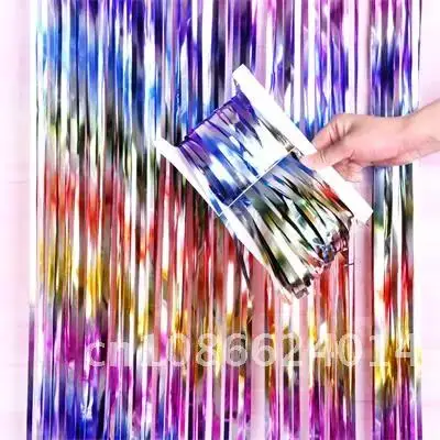 2m Backdrop Curtain Glitter Tinsel Rainbow Foil Rain Photo Zone Christmas Decoration Birthday Party Multiple Color