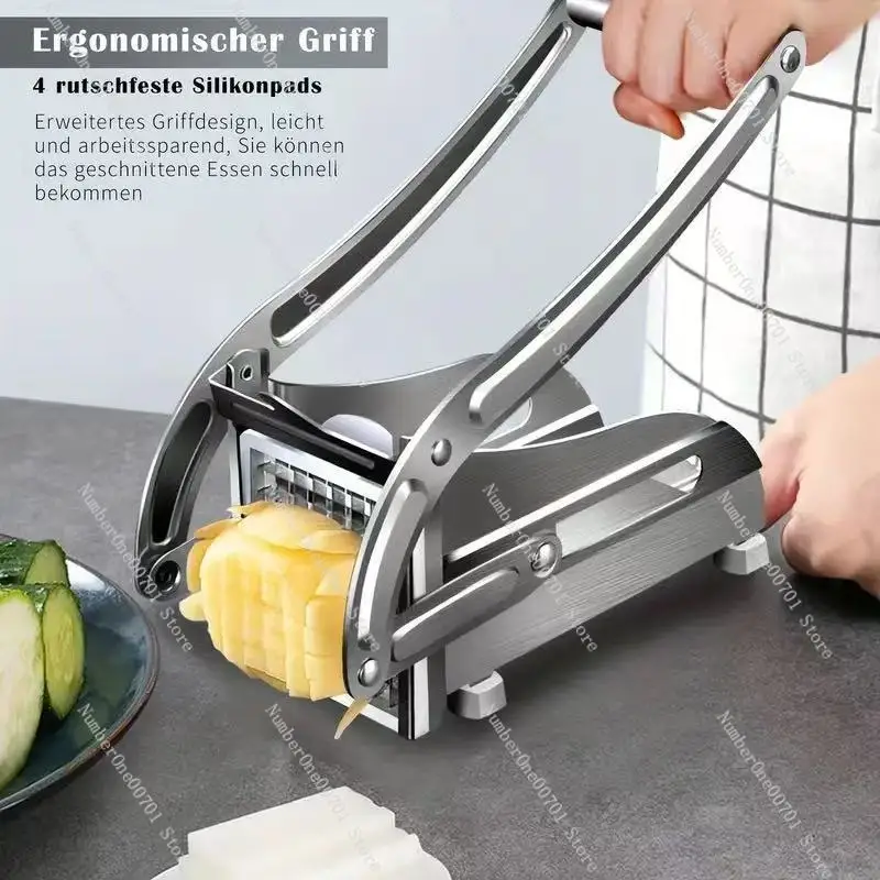 French Fry Cutter, Potato & Vegetable Chopper, Stainless Steel Fry Maker for Home & Commercial Kitchen, Easy Clean