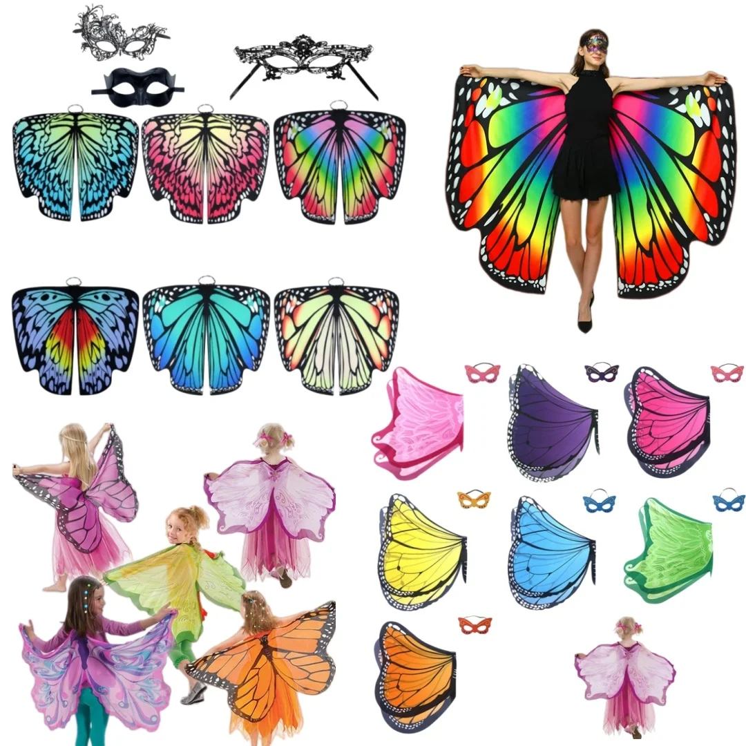 

Butterfly Wings Moth Wings Shawl Costume with eye Mask Set Fairy Butterfly Cape Festival performance cosplay costume