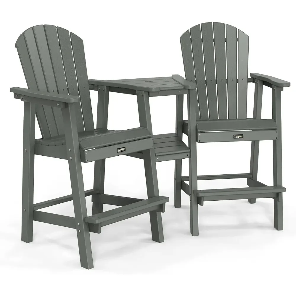 Sedia alta Adirondack sgabelli da Bar in HDPE Adirondack con portabicchieri, sedie a sdraio in polietilene sgabelli da Bar per esterni, capacità di 350 libbre