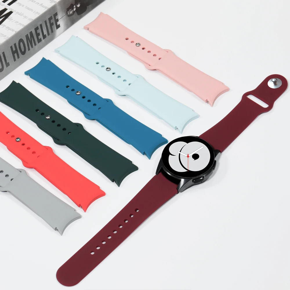 Чехол и ремешок для смарт-часов Samsung Galaxy Watch 4 44 мм 40 мм, силиконовый браслет без зазоров для наручных часов, 20 мм, браслет Correa Watch 4 44 40 мм