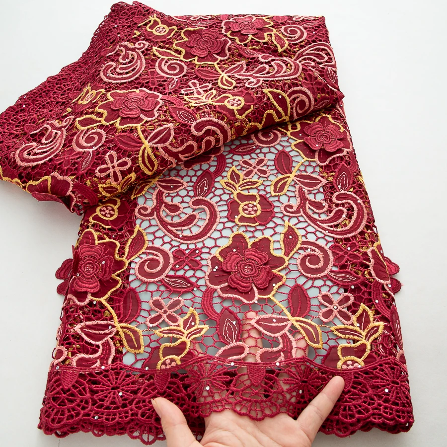 

Nigerian Lace Fabric High Quality 2025 Embroidered Cotton 5 Yards African Swiss Voile Lace Fabric Elegant Dress for Women A4309