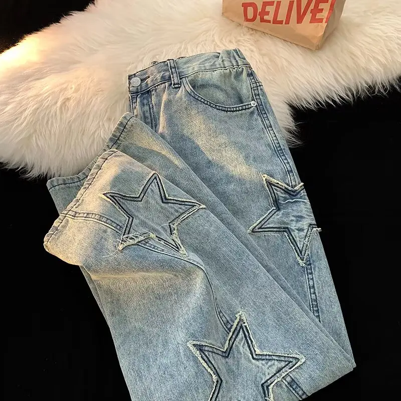 

Американские джинсы High Street Star Denim для мужчин, весна-осень, новая модная коллекция, свободные широкие брюки прямого кроя, повседневные джинсы