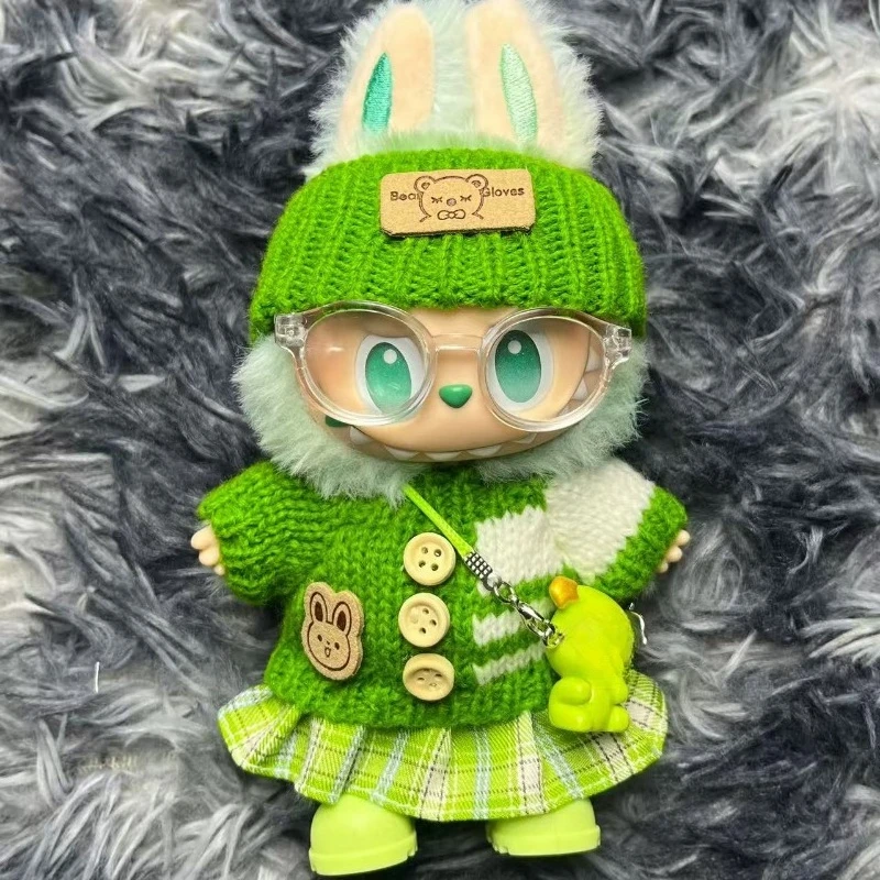 

For 17cm labubu clothes outfit Plush doll clothes Macaron Cute Clothing DIY Kid Gift Dog Clothes Hair accessories v1 v2 clothes