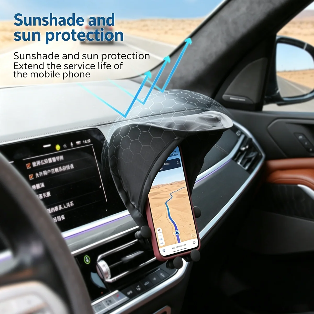 Neuer Auto-Handy-Sonnenschutz Vertikaler Sonnenschutz für Armaturenbrett Handy-Halterung Hitzevorbeugung Blendschutz Instrumententafel