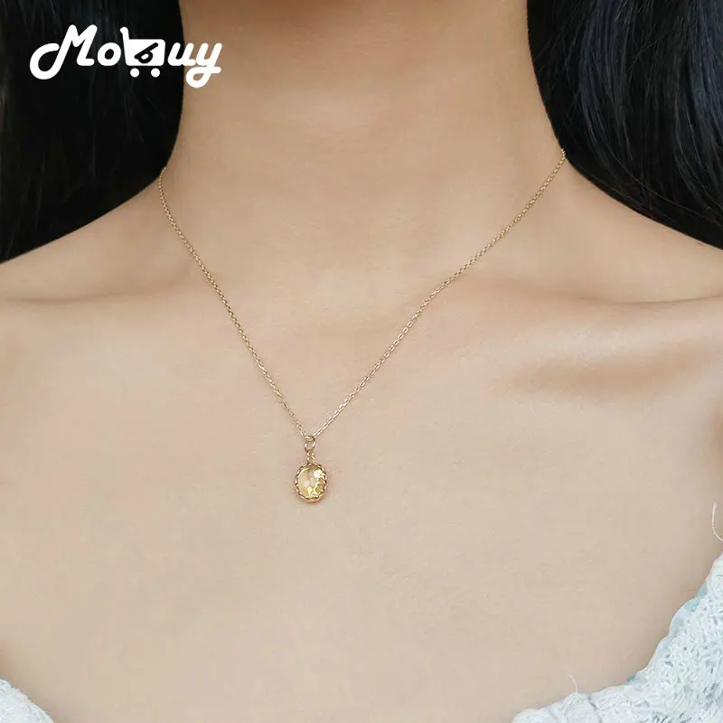 MOBUY قلادة من السترين الطبيعي للنساء فاخرة رائعة أنيقة 925 فضة مطلية بالذهب غرامة مجوهرات هدية