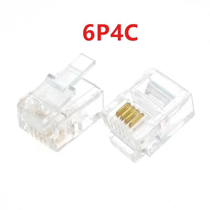 50pcs Durable 4 Pin RJ11 RJ-11 6P4C Modular Plug Telephone Phone Connector Hot New High-quality dropshipping