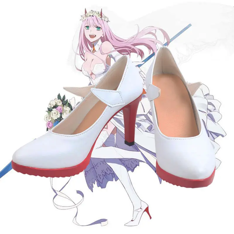 

Обувь для косплея по аниме DARLING in the FRANXX Zero Two 02, женские туфли/ботинки Delux, белые туфли для свадебного платья, для вечеринки на Хэллоуин, карнавала
