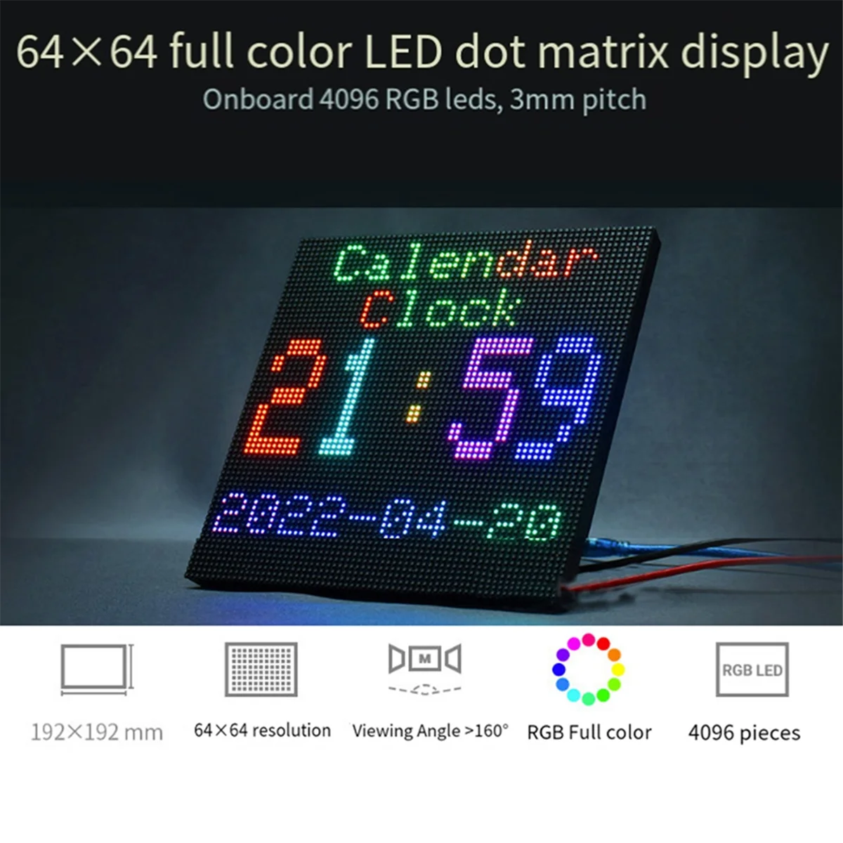 Waveshare for Raspberry Pi LED Dot Matrix Display RGB Color LED Application Screen Brightness Adjustable HUB75 Interface Module