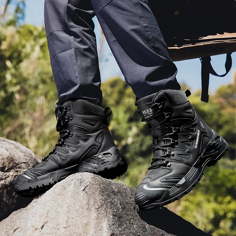 Zapatos de senderismo de entrenamiento táctico al aire libre de gran tamaño para hombres para ejercicios de campo y entrenamiento en la naturaleza