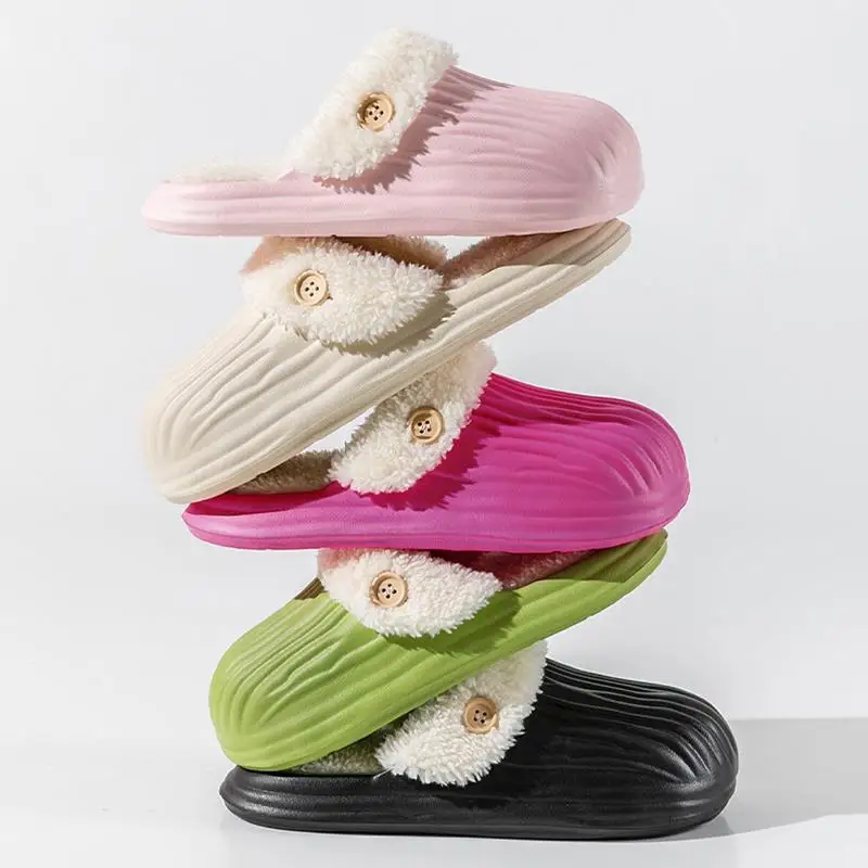 Damen-Hausschuhe mit Pelzfutter, Winter, herausnehmbares Fleece-Futter, rutschfest, wasserdicht, für Paare, Übergröße 45, weiche Sohle, warme Schuhe. – Detail 2