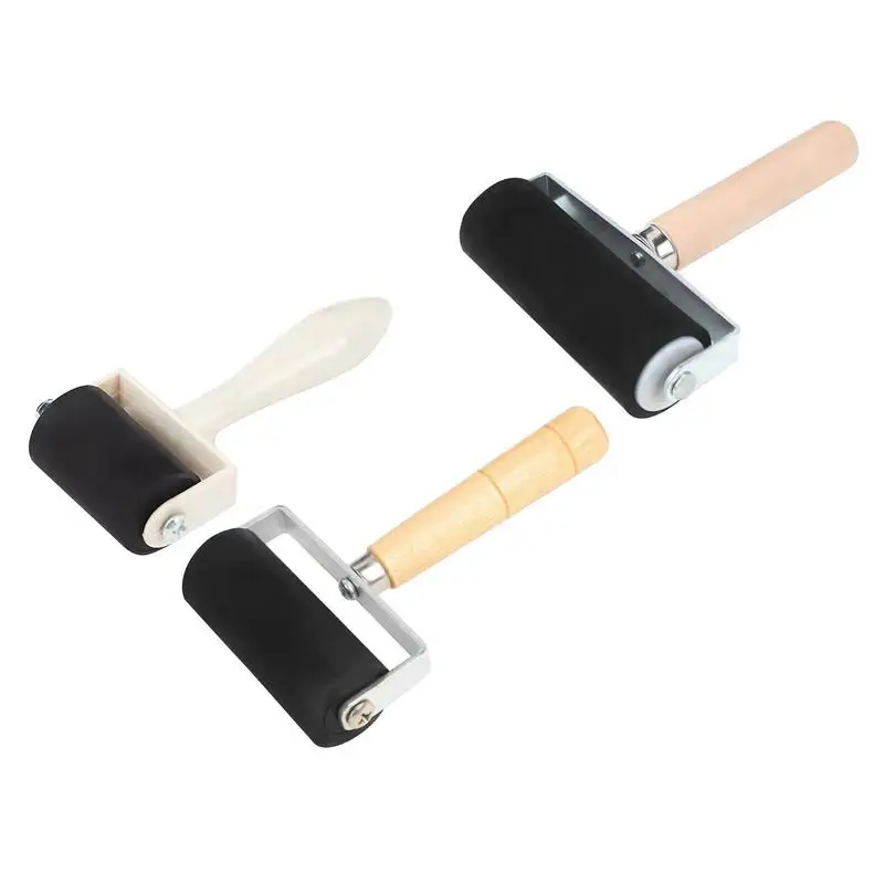 Professional Rubber Roller Brayer Ink Painting Printmaking Roller Art Craft Projects Ink Modeling Tool Non-stick Roller Pin