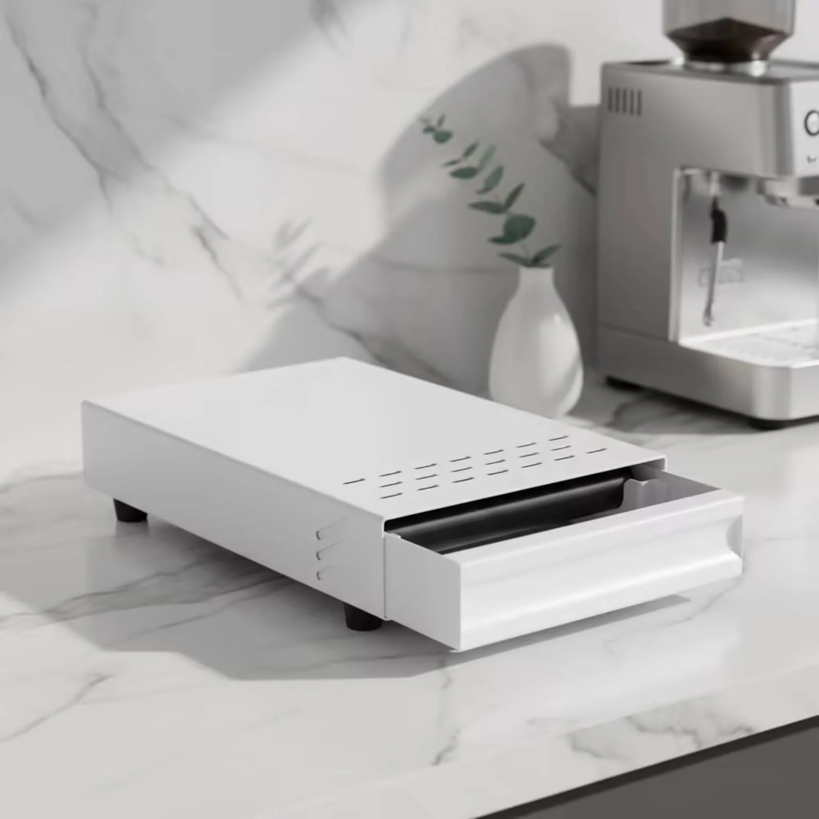 Coffee Knock Box with Drawer Compact Drawer Knock Box Container Removable Minimalist for Baristas, Cafes