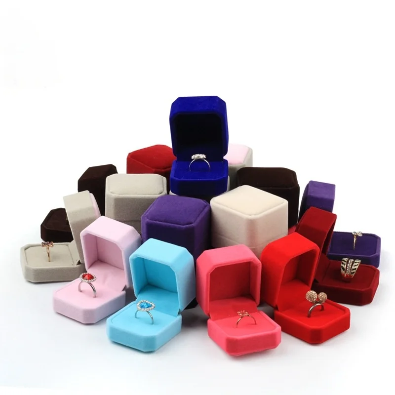 

Octagon Velvet Ring Box Luxury Jewelry Storage Box for Proposal Engagement Wedding Single Ring Keepsake Case