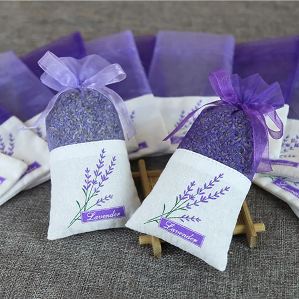 20 Bolsitas de Lavanda con Diseño Floral Morado Oscuro, Bolsas de Fragancia para Viaje, Porta Hierbas, Bolsitas Vacías para Guardar Joyas