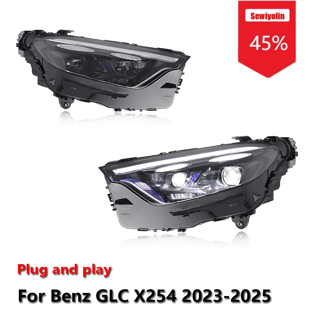 

Sewiyolin Car LED Upgrade Headlight Accessories For Benz GLC X254 2023-2025 DRL Brake Turn Signal Lamp Plug and Play