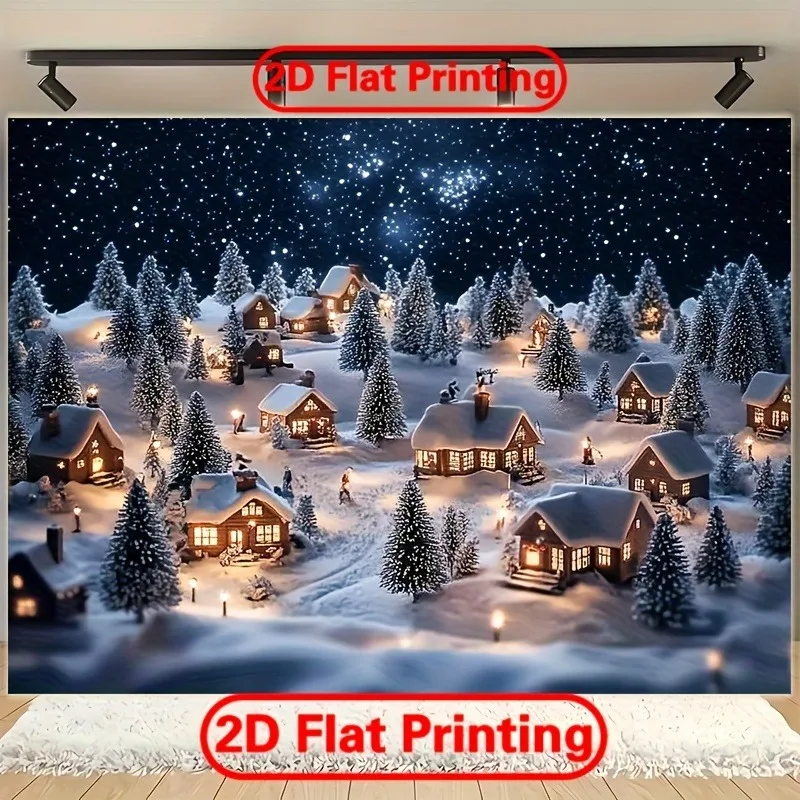 VIKAMA Northern Lights Christmas Tapestry, Aurora Snowy Pine Forest, Xmas Wall Hanging for Living Room Bedroom
