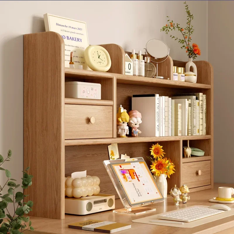 

Solid wood desktop bookshelf Student children's desk Multi-layer pine desk Storage shelf Simple bay window Small bookcase