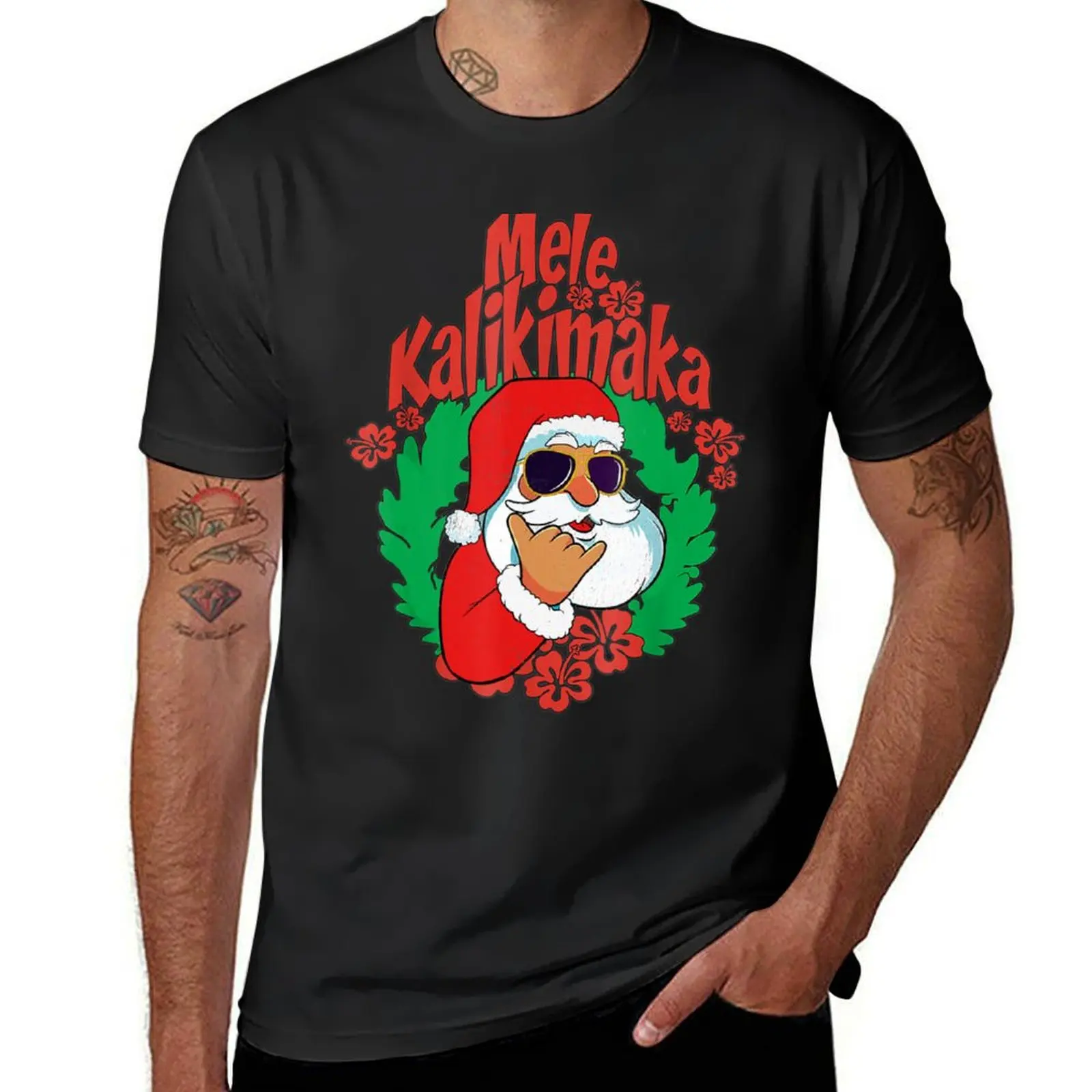Mele Kalikimaka Рождественская Пижама Санта-Клаус Гавайская Рождественская футболка летние топы великолепные футболки большого размера для мужчин