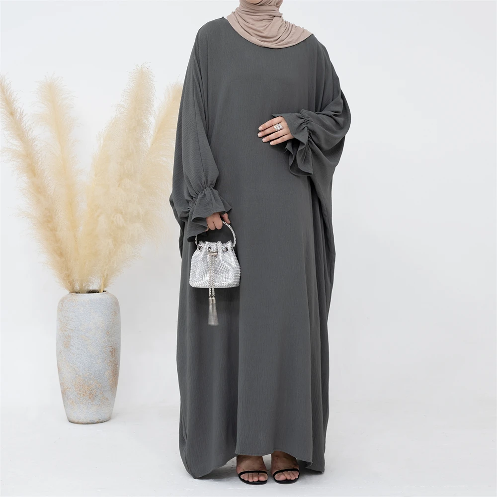 

Plain Women Abaya Muslim Modest Casual Long Sleeve Maxi Dress Turkey Arab Kaftan Dubai Islam Khimar Robe Eid Ramadan Femme Gowns