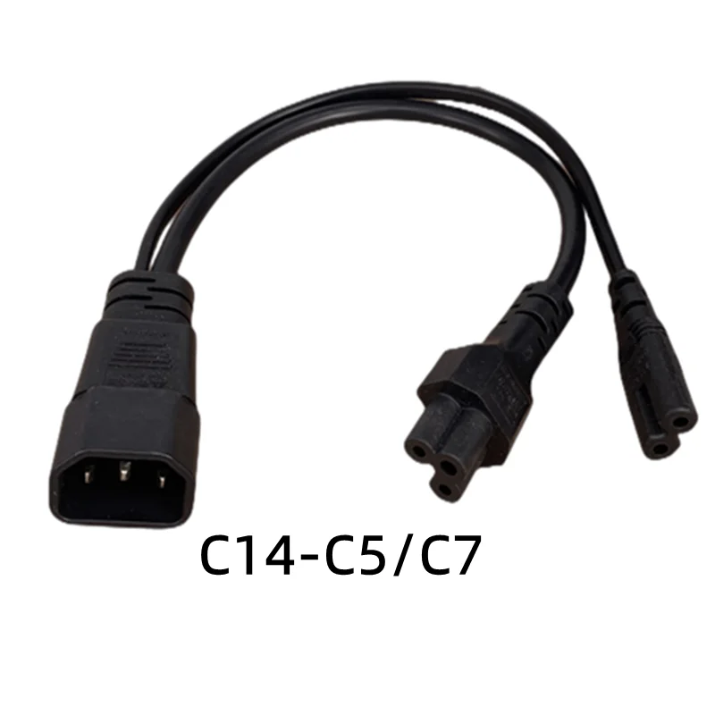 IEC320 C14 C8 To 2X C7 C5 C13 Y Split AC Power Cord, IEC Figure 8 Male To 2 Female 1 In 2 Out AC Power Cable 30cm Black