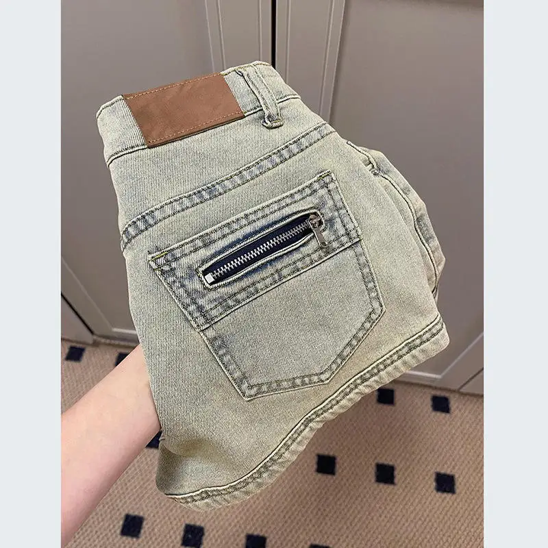 High Waist A-Line Wide Leg Short Jeans for Women Spring Summer New Style Casual Sweet And Spicy Retro American Denim Shorts