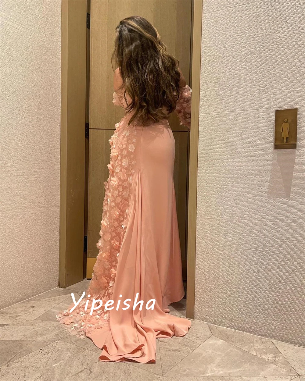 Yipeisha-Robe de soirée A-ligne en mousseline de soie à épaules dénudées, robes de fleur exquises complexes, Ocassion formelle