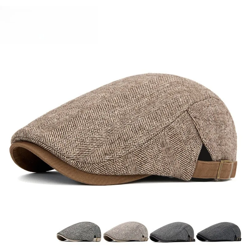Retro Samt-Baskenmütze Herbst Winter Warm Gestreift Britischer Neutraler Stil Künstlerische Klassische Mütze für Damen