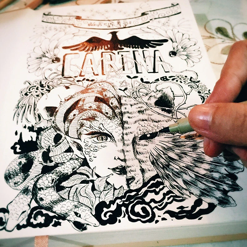 Sakura 4-13 Different Size Pigma Micron Needle Pen XSDK Black Marker Brush Pen Liner Pen for Sketch Drawing Design Manga Comic