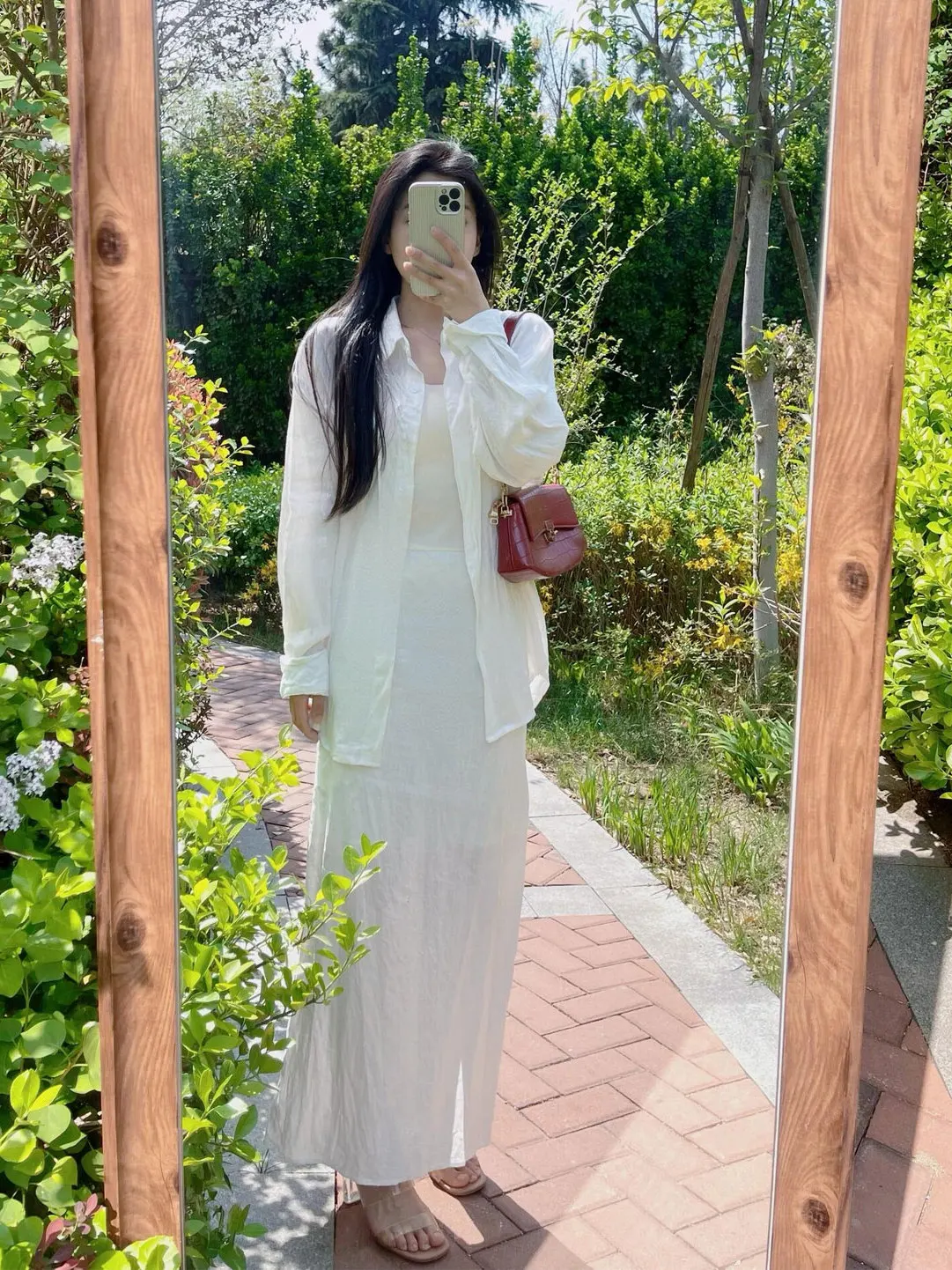 

Fashionable White Long Sleeve Shirt Women's New Style Casual High Waist Skirt Set Slimming Effect Summer Outfit Ensemble