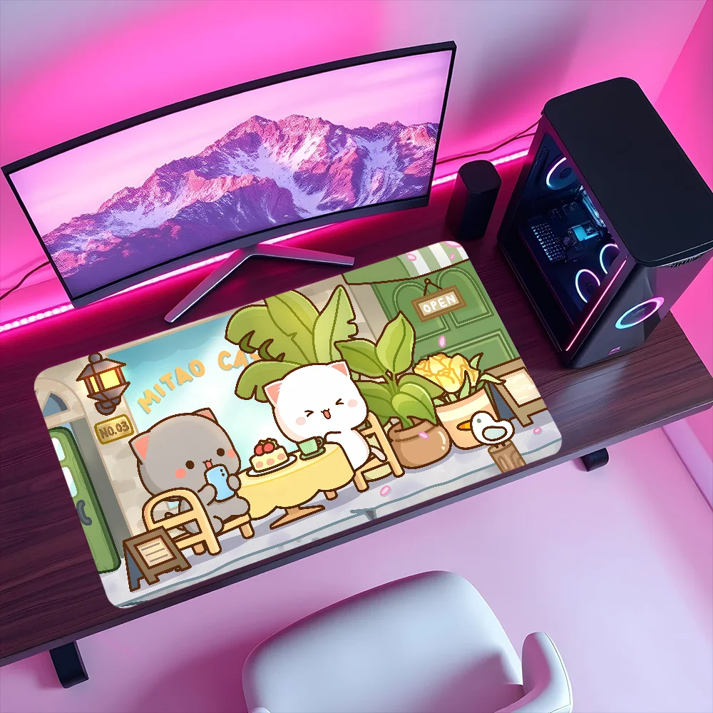 Mouse Goma Pad Non-slip Lockedge Office Student Cat Mochi Gaming Thickened Peach Large Cute Writing Cushion Cartoon MousePad