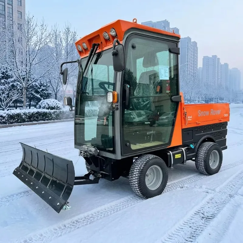 4WD 25HP Rato Engine Snow Blower 1400mm Sweeper 1500mm Plow 3-in-1 Ride-on Snow Remover with Vacuum Snow Tires