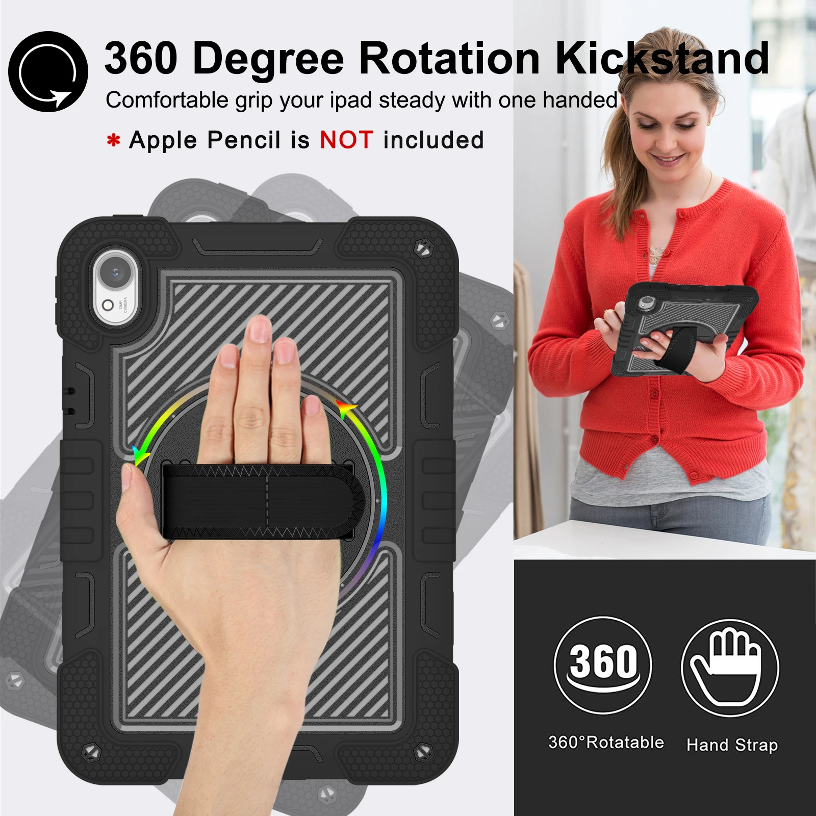 Case for HUAWEI Matepad Air 11.5 11.5 S 11.5-inch Protective Tablet Cover with 360 Rotating Stand Wrist Strap Shoulder Strap