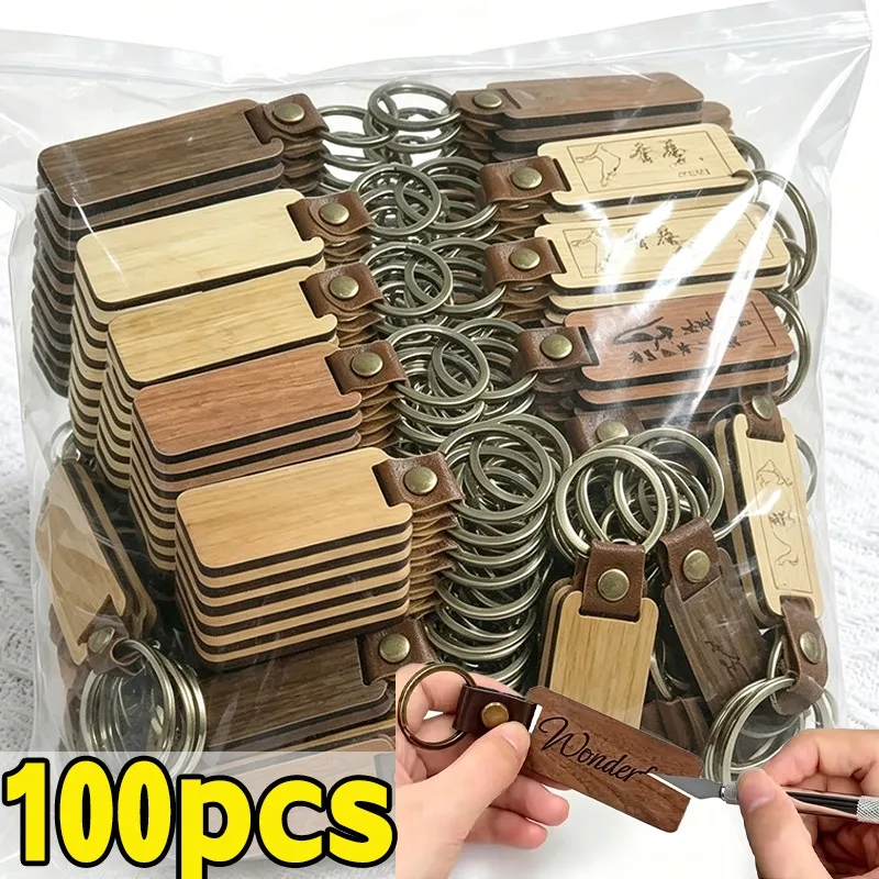 100pcs-diy-wood-blank-keyring-simple-round-rectangle-keychain-wooden-pu-leather-chain-jewelry-for-friend-key-ring