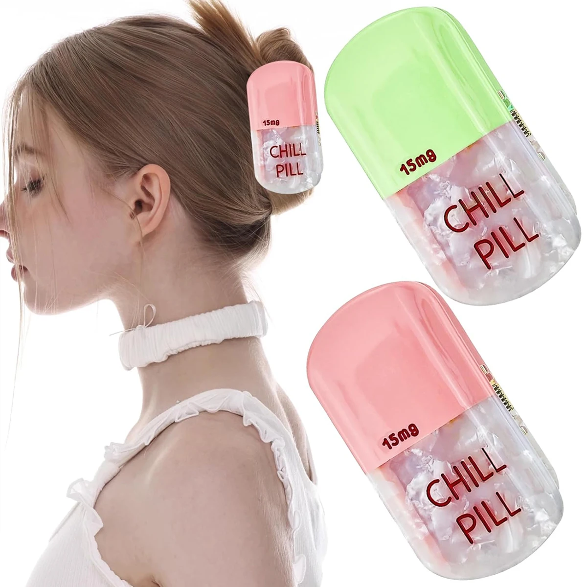 2 Pack Chill Pill Hair Clips Pharmacy Claw Clips Fun Summer Acetate Hair Claw Accessories for Women