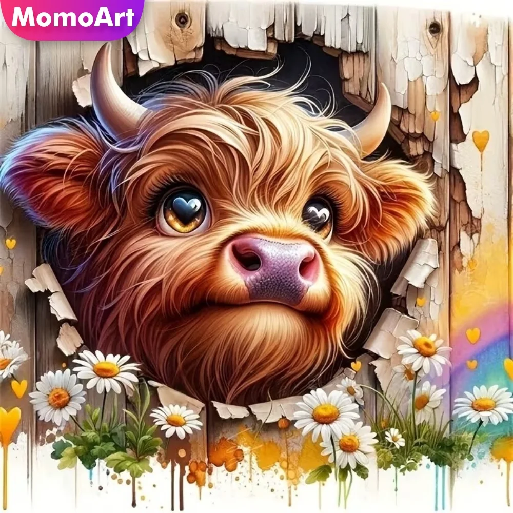 

Momoart Full Square Round Diamond Embroidery Cattle Animal Mosaic New Arrival DIY Diamond Painting Cartoon Craft Kit Child Gift