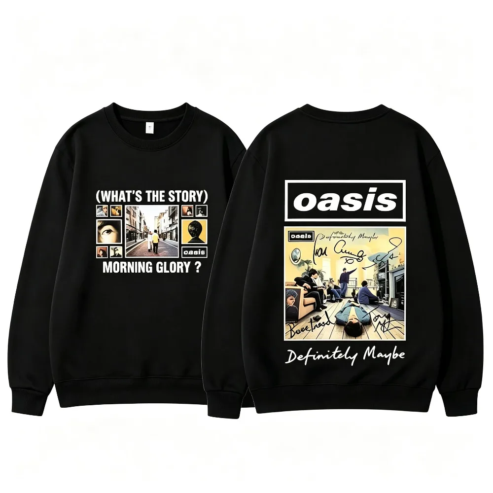 2026 Oasis Band Definitely Maybe Graphic Sweatshirt Men Vintage 90s British Rock Crew Neck Long Sleeve Pullover Streetwear Top